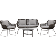 Caleb rattan tuin loungeset bruin 4delig - tweezits bank, twee lounge ...