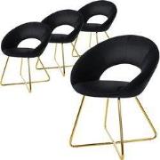 Set van 4 eetkamerstoelen met ronde open rugleuning zwart fluweel met ...