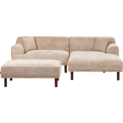 HOLT - Hoekbank met ottomaan - Beige - Linkszijdig - Polyester