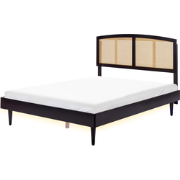 VARZY  - Bed met LED - Zwart  - 160 x 200 cm - Rubberhout