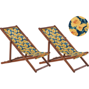 ANZIO  - Strandstoel set van 2 - Donkerbruin/Bloemen/Geel - Polyester