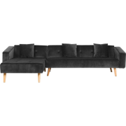 VADSO - Hoekslaapbank - Zwart - Rechterzijde - 303 cm - Fluweel