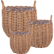 AUCUBA - Bloempot set van 3 - Lichtbruin - PE rotan