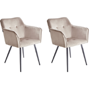 JASMIN - Eetkamerstoel - Taupe - Fluweel