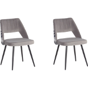 ANSLEY - Eetkamerstoel - Lichtgrijs - Fluweel