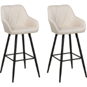 DARIEN - Barkruk set van 2 - Lichtbeige - Polyester