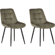 MELROSE - Eetkamerstoel set van 2 - Olijfgroen - Fluweel