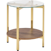 LOVELL - Bijzettafel - Donkerbruin/Goud - Hout