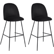 ARCOLA - Barkruk set van 2 - Zwart - Fluweel