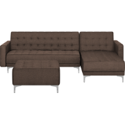 ABERDEEN - Hoekslaapbank ottomaan - Donkerbruin - Links - Polyester