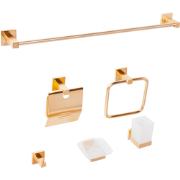 UVITA - 6-delige badkamer hardware set - Goud - Aluminium