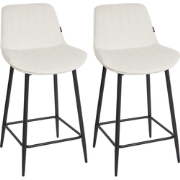 DUBROVNIK - Barkruk set van 2 - Lichtbeige - Fluweel