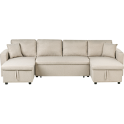 SOMMEN - Hoekslaapbank - Beige - Symmetrisch - 287 cm - Polyester