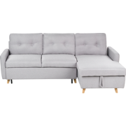 FLAKK - Hoekslaapbank - Grijs - Linkerzijde - 232 cm - Polyester
