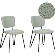 NELKO - Eetkamerstoel set van 2 - Lichtgroen - Bouclé