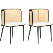 KOBUK - eetkamerstoel set van 2 - Lichtbeige/Zwart - Metaal