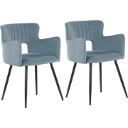 SANILAC - Eetkamerstoel set van 2 - Lichtblauw - Fluweel