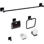 UVITA - 6-delige badkamer hardware set - Zwart - Aluminium