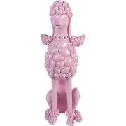 Clayre & Eef Decoratie Beeld Hond Poedel Roze Kunststof