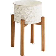 ROSEE - Verhoogde bloempot - Gebroken wit - 20 x 20 x 32 cm - Staal