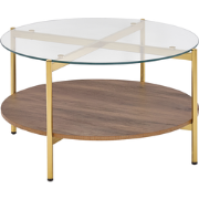 LOVELL - Salontafel - Donkerbruin/Goud - Hout