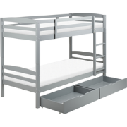 REGAT - Stapelbed met opbergruimte - Grijs - 90 x 200 - Grenenhout