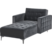 ABERDEEN - Chaise longue - Zwart/Zwart - Fluweel