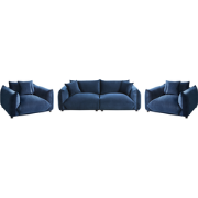 LUVOS - Banken set - Donkerblauw - Fluweel