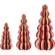 DHAULAGIRI - Kerstfiguren set van 3 - Beige/Rood - Papier
