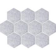 QUVIO Vilten memobord hexagon set van 10 - Grijs