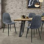 Eetkamerstoel set van 4 diamond quilting met rugleuning antraciet Keuk...