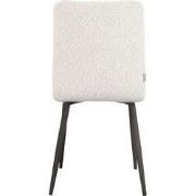 LABEL51 Eetkamerstoel Sam - Wit - Boucle - Zwart Metalen Frame