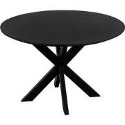 QUVIO Eettafel Sofia – Rond – Ø120 – Kruispoot – Mangohout – Zwart