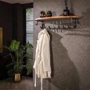 Wandkapstok 8-Haaks River Acaciahout - Met Hoedenplank