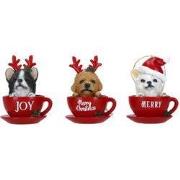 Ornaments dog in cup 3 ass poly
