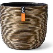 Pot bol Rib 14x13 zwart goud bloempot