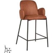 LABEL51 Barkruk Jari - Cognac - Microvezel - Laag