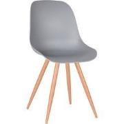 LABEL51 Eetkamerstoel Rimini - Grijs - Kunststof - Oak Metal Woodcover