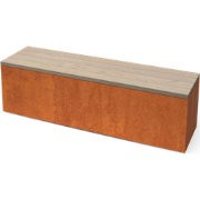Modena Rechthoekige cortenstaal zitbank met Padouk hout L150 x B40 x H...