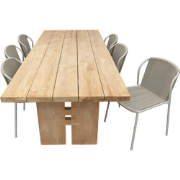 Set van Zen tafel 240x100x75 cm teak en 6 Vedella stoelen (ZA) salix