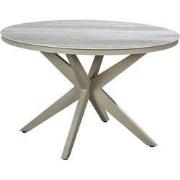 Calma high dining tafel dia. 120 cm aluminium salix/travertin