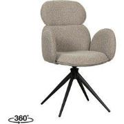LABEL51 Eetkamerstoel Vidar - Naturel - Boucle - Black Frame