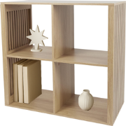 MISOU Klaus Wandkast - Open - Vakkenkast met 4 Vakken - Hout - Opbergk...