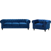 CHESTERFIELD - Woonkamerset - Marineblauw - Fluweel