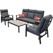 Carouge loungeset 4 delig teak antraciet lage tafel