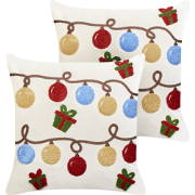 PALMIER - Sierkussen set van 2 - Gebroken wit - 45 x 45 cm - Fluweel