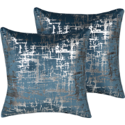 GARDENIA  - Sierkussen set van 2 - Blauw/Zilver - 45 x 45 cm - Fluweel