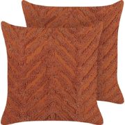 LEWISIA  - Sierkussen set van 2 - Oranje - 45 x 45 cm - Katoen