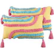 DOLICHOS - Sierkussen set van 2 - Meerkleurig - 30 x 50 cm - Katoen