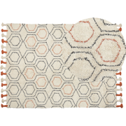 HAJIPUR - Laagpolig vloerkleed - Beige - 140 x 200 cm - Katoen